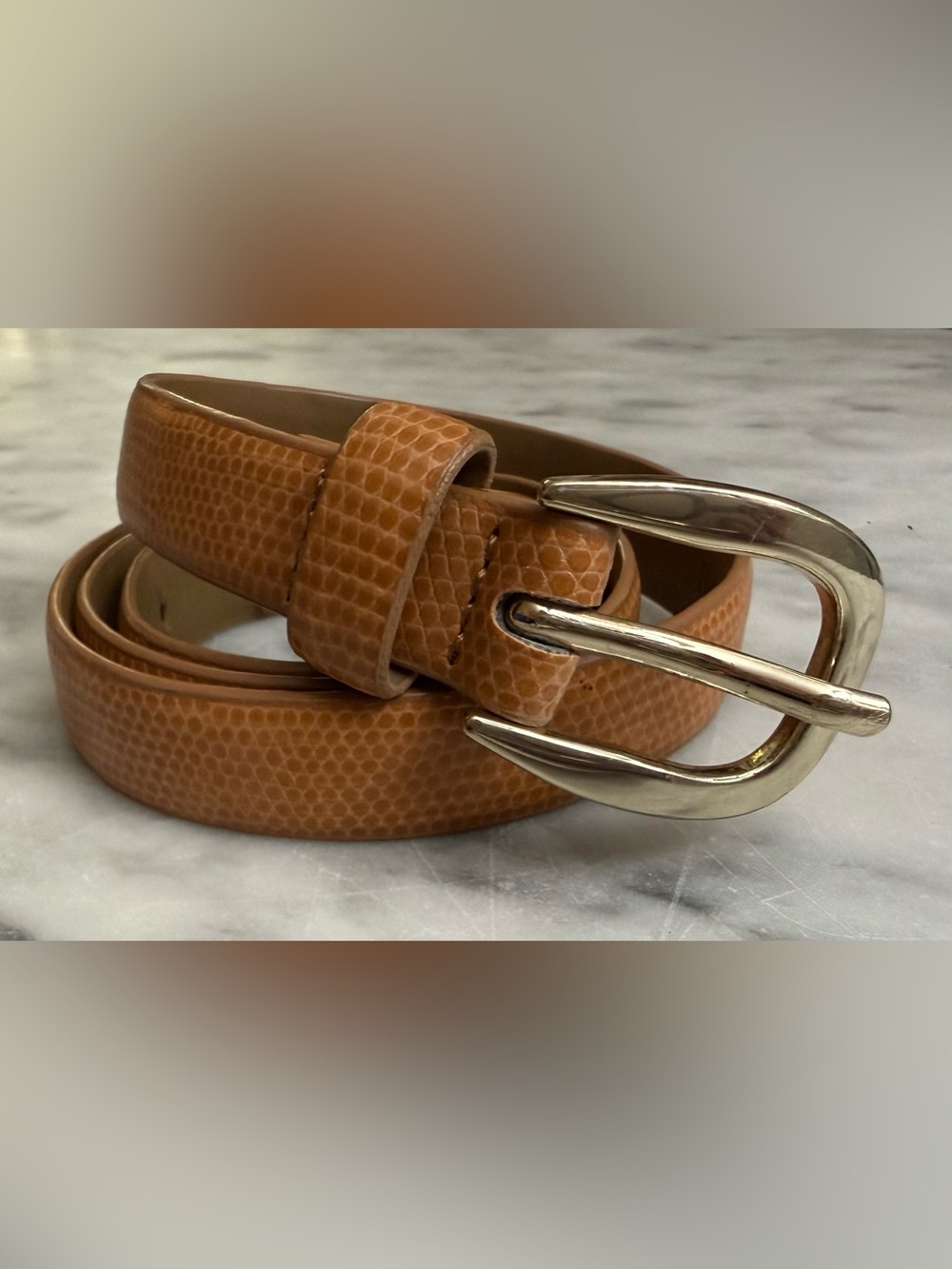 Banana Republic Tan Textured Synthetic Leather Belt w Gold Buckle Small NWOT